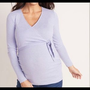 Lilac Maternity Plush-Knit Tie-Front Top